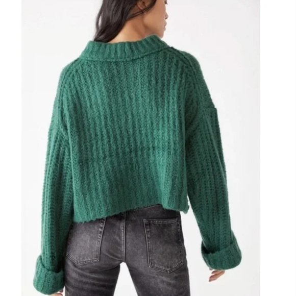 Free People Alpine Knit Sweater In Spearmint Pine - Picture 3 of 9